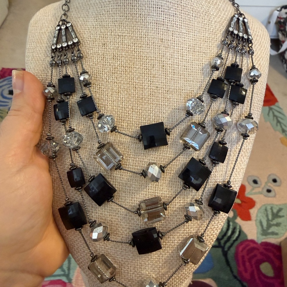 Chic Black and Silver Multi-Layer‎ Necklace